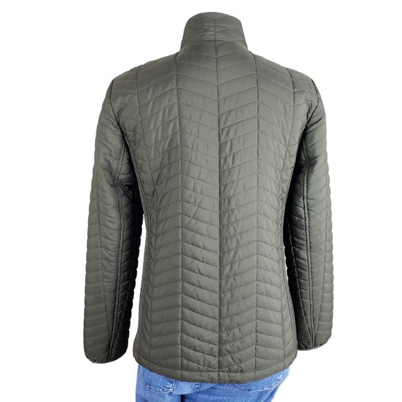 Women T by Talbots Olive Green Chevron Quilted Jacket Small, Like New - Picture 5 of 11